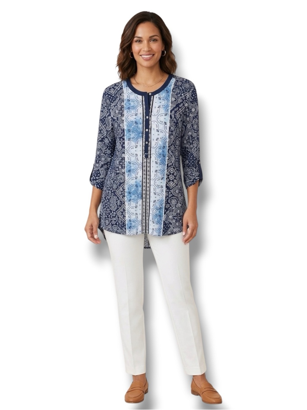 Nygard Paisley Print Henley Tunic Blouse – NWT Size Large